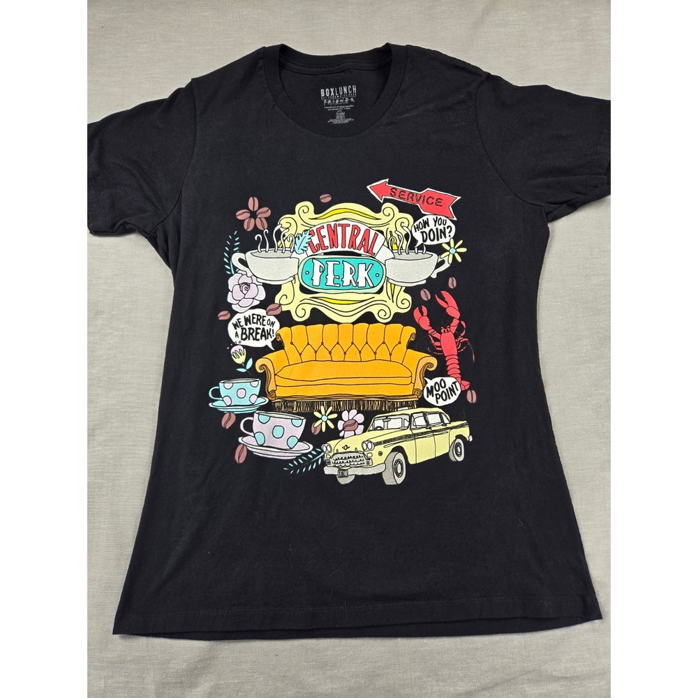 BoxLunch Friends TV Series Central Perk Graphic T-Shirt Black XL 100% Cotton